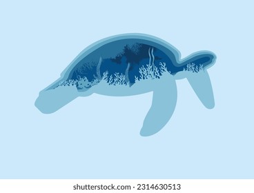 vector Turtle habitat concept paper style