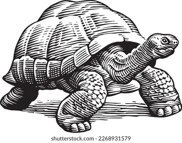 vector turtle illustration engraving style 