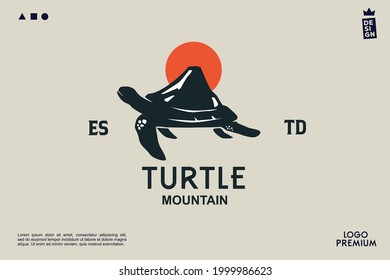 vector turtle mount with sun minimalist simple logo Perfect for any brand and company 