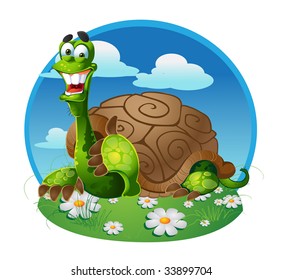  vector turtle on color background