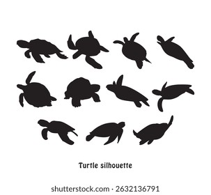 vector turtle silhouette collection set