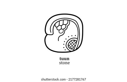 vector tuun (stone) mayan symbol hieroglyp illustration icon 