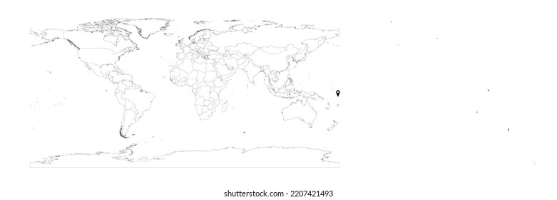 Vector Tuvalu map showing country location on world map and solid map for Tuvalu on white background. File is suitable for digital editing and prints of all sizes.