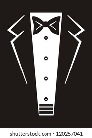  Vector tuxedo with black bow tie.