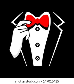  Vector tuxedo with bow tie.