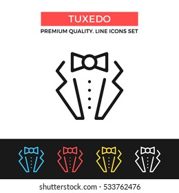 Vector tuxedo icon. Suit with bow tie concept. Premium quality graphic design. Modern signs, outline symbols collection, simple thin line icons set for websites, web design, mobile app, infographics