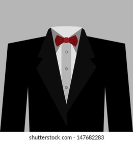 Vector tuxedo with red bow tie