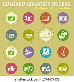 Iconos grunge de color vector TV con pegamento de sudores para aplicaciones web de diseño y móviles