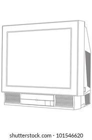 Vector TV - Contour outline illustration of TV