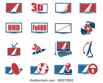 Vector TV features and specifications icon set