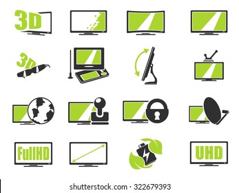 Vector TV features and specifications icon set