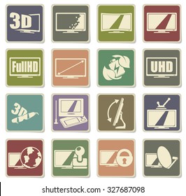 Vector TV features and specifications icon set