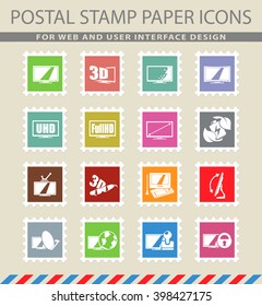Vector TV features and specifications icon set