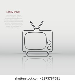 Vector Tv icon in flat style. Television sign illustration pictogram. Tv business concept.
