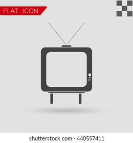 Vector TV icon picture Flat Style with red