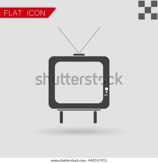 Vector TV icon\
picture Flat Style with\
red