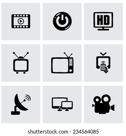 Vector tv icon set on grey background