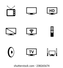 Vector tv icon set on white background