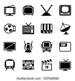 Vector TV icon set on white background
