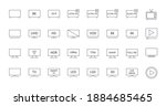 Vector TV icons. Editable stroke. Ultra HD 8K 5K 4K 2K television. LED LCD display screen Full HD. Retro TV play video SMART 16: 9 diagonal 3D signal