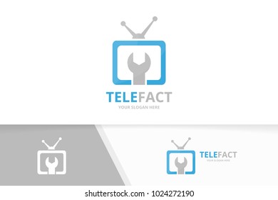 Vector Tv Logo Combination. Television And Repair Symbol Or Icon. Unique Media And Fix Logotype Design Template.