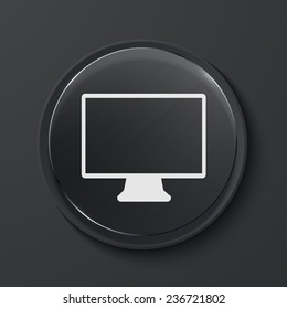 Vector tv modern black glass circle icon. Eps10