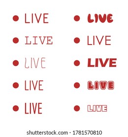 Vector tv news banner interface , news label strip or icon, live news, breaking news, full Hd, ultra HD, dramatization, live stream inscription. Red set of media labels on transparent background