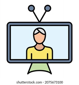 Vector Tv News Filled Outline Icon Design
