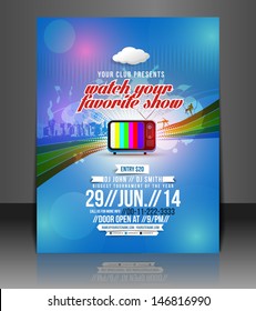 Vector Tv Show Party Brochure, Flyer, Magazine Cover & Poster Template 