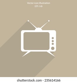 Vector tv web flat icon. Eps 10 illustration.