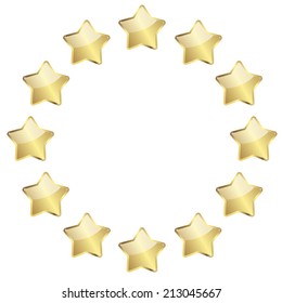 vector of twelve golden stars in a circle