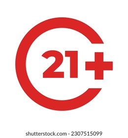 Vector twenty one 21 plus icon symbol illustration design template red isolated on white