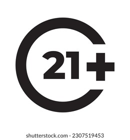 Vector twenty one 21 plus icon symbol illustration design template black isolated on white