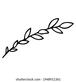 Vector twig drawn in the doodle style isolated on a white background. Linden branch.