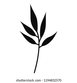 Vector Twig. Isolated Silhouette On White Background.