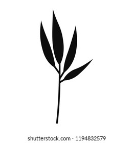 Vector Twig. Isolated Silhouette On White Background.
