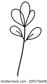 Tapa vectorial con hojas en un estilo minimalista. Espiral aislada en un fondo blanco. Elementos florales. Botánica dibujada a mano. Elementos vectores para el diseño textil y la tipografía.