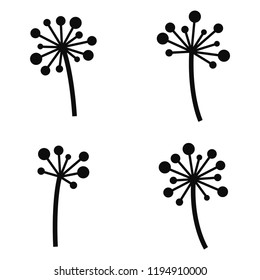 Vector Twigs Icon Set. Isolated Silhouettes On White Background. 