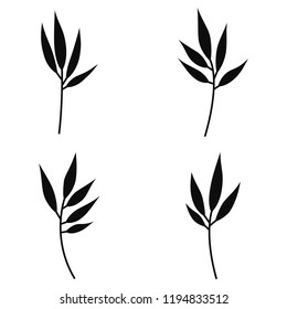 Vector Twigs Icon Set. Silhouettes Isolated On White Background. 