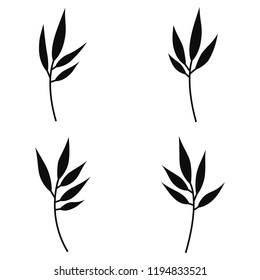 Vector Twigs Icon Set. Silhouettes Isolated On White Background. 