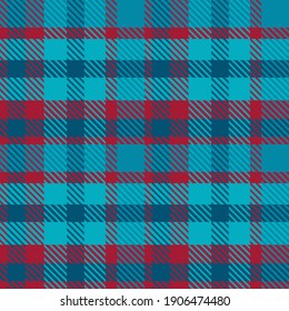 Image vectorielle Twill Plaid vérifier Motif Bleu et rouge. Texture tissu harmonieux.