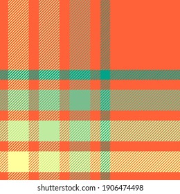 Vector Twill Plaid check Pattern lime orange and green. Seamless fabric texture.