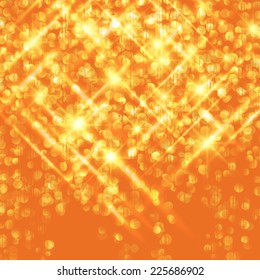 Vector twinkle lights and stars Christmas background.