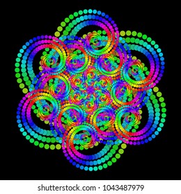 Vector Twirl Mandala Art - Openwork Radial Symmetry Flourish Pattern
