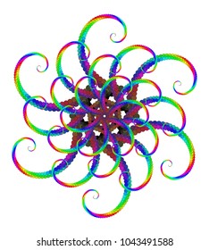 Vector Twirl Mandala Art - Openwork Radial Symmetry Flourish Pattern
