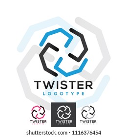 Vector Twister Spin Windmill Fan Propeller Rotor Umbrella Saw Logo Icon Brand Symbol Sign Shape Corporate Identity Professional Modern Business Company