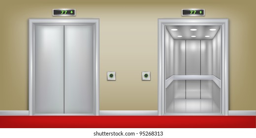 Vector two 3d elevator background. Part of set.