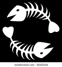 the vector two abstract fish skeleton