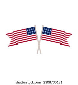 vector of two american flags waving
