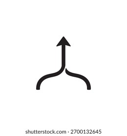 Vector Two arrows converging into one vector icon
